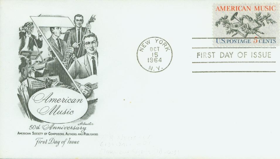 1252 - 1964 5c American Music - Mystic Stamp Company