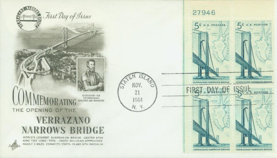 U.S. #1258 – 1964 Verrazano Bridge First Day Cover.