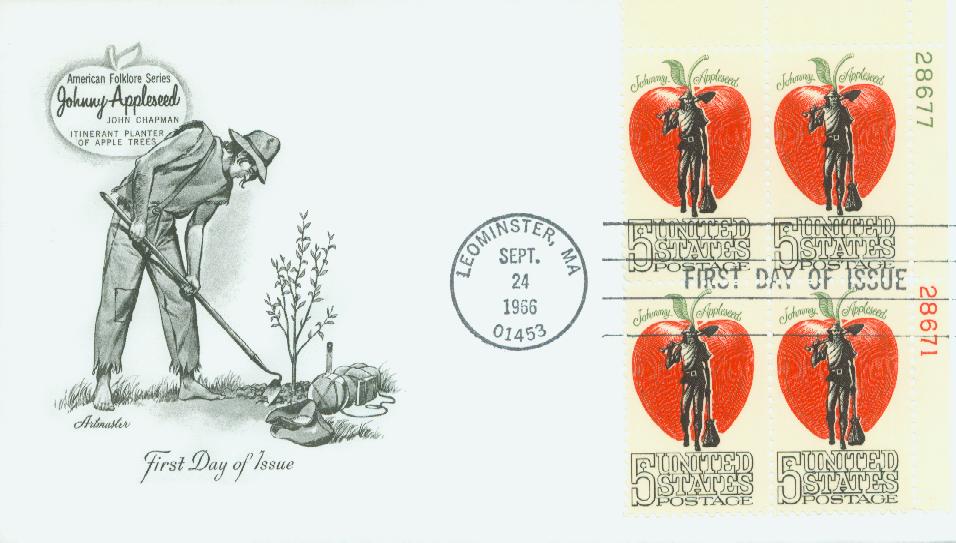 U.S. #1317 FDC – Johnny Appleseed First Day Cover. 