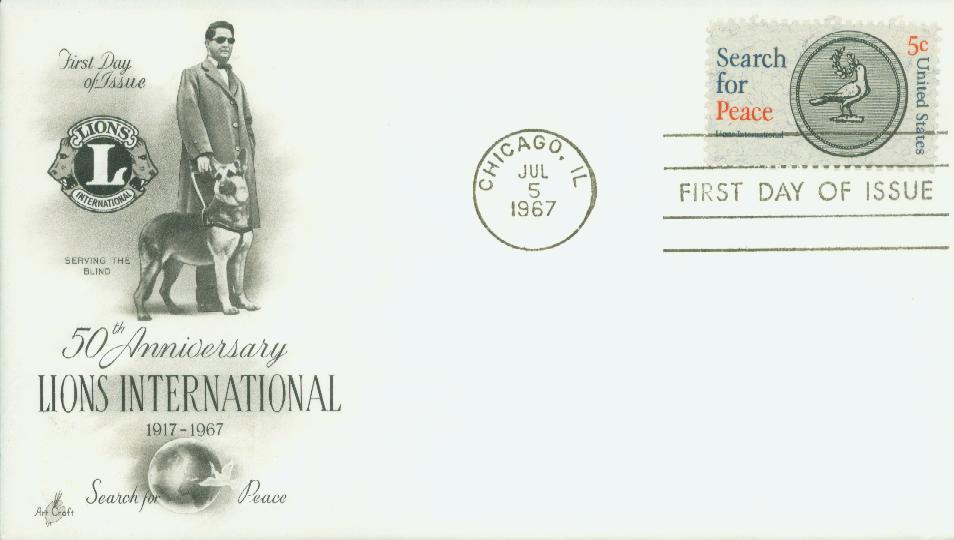 1326 - 1967 5c Search for Peace, Lions International - Mystic Stamp Company