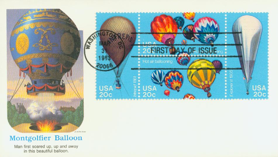 10 x 7-cent Jupiter Hot Air Balloon Air Mail stamps — Magnolia Postage