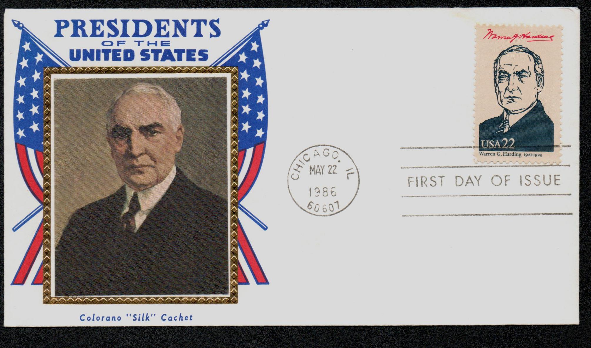  1986 22¢ Harding First Day Cover