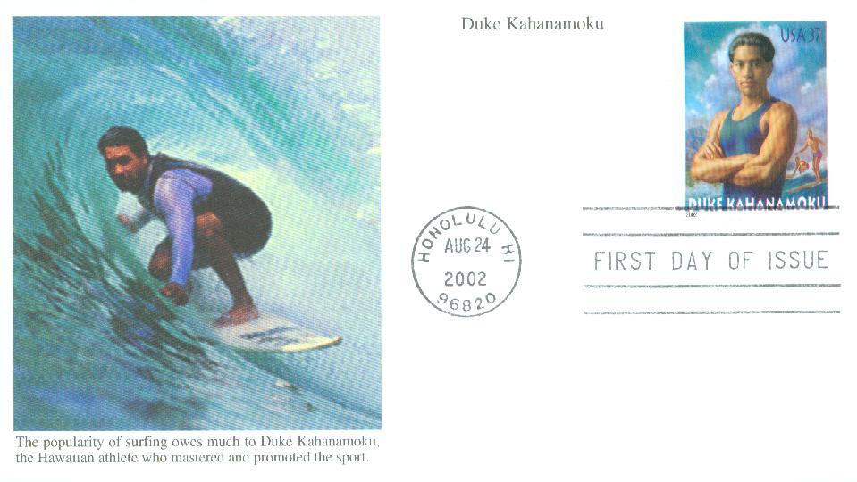2002 37¢ Duke Kahanamoku Mystic First Day Cover