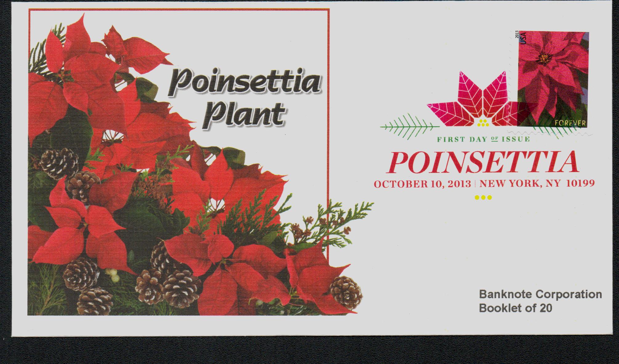 1964 Vintage Christmas Foliage Mistletoe Evergreens Poinsettia Holly Scott  #1257 4 x 5¢ US Postage Stamps