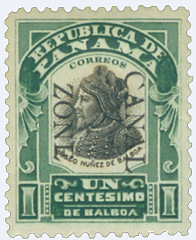 U.S. #CZ22 â€“ The first Canal Zone issues were overprinted Panama stamps.
