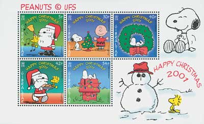 Item #M8103 – 2001 Peanuts Christmas stamps.