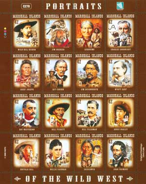 Item #M10245 â€“ Mint sheet pictures Earp and other figures from the Old West.