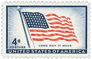 1957 4¢ Old Glory, 48 stars stamp