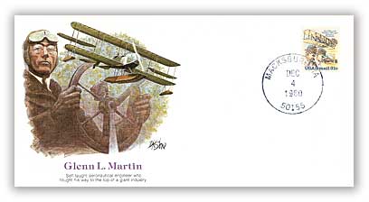 Item #113507B â€“ Commemorative cover honoring aviator Glenn L. Martin.