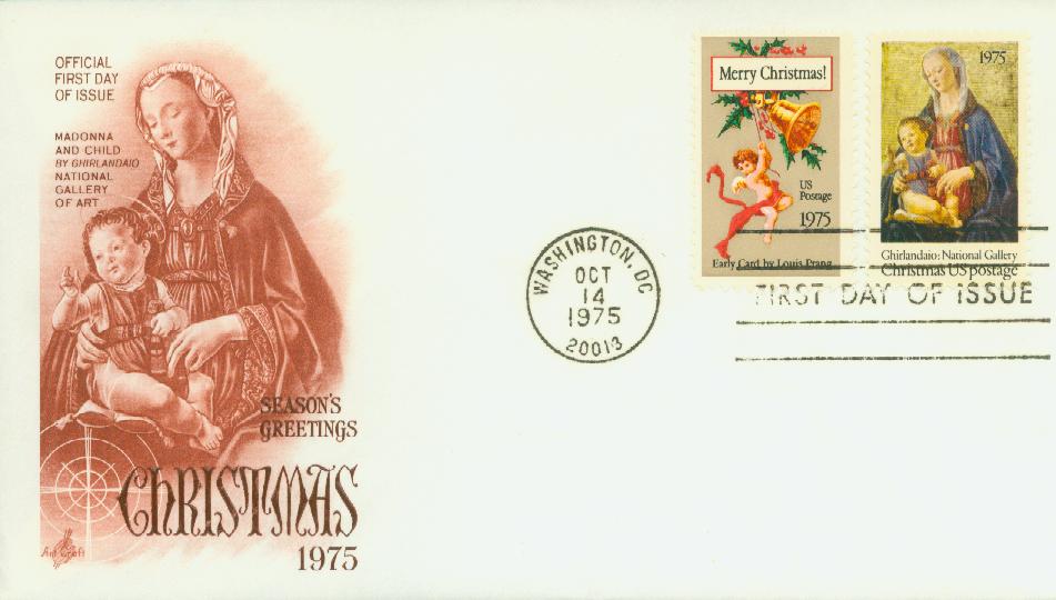 1975 10¢ Christmas stamps First Day Cover