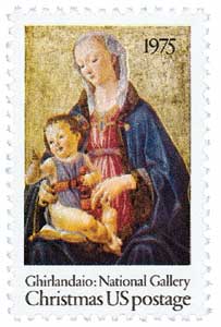 1975 10¢ Traditional Christmas: Madonna and Child stamp