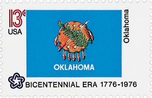 U.S. #1678 â€“ The Oklahoma flag represents the history of more than 60 Native American groups.
