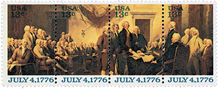 1976 Declaration of Independence strip of 4