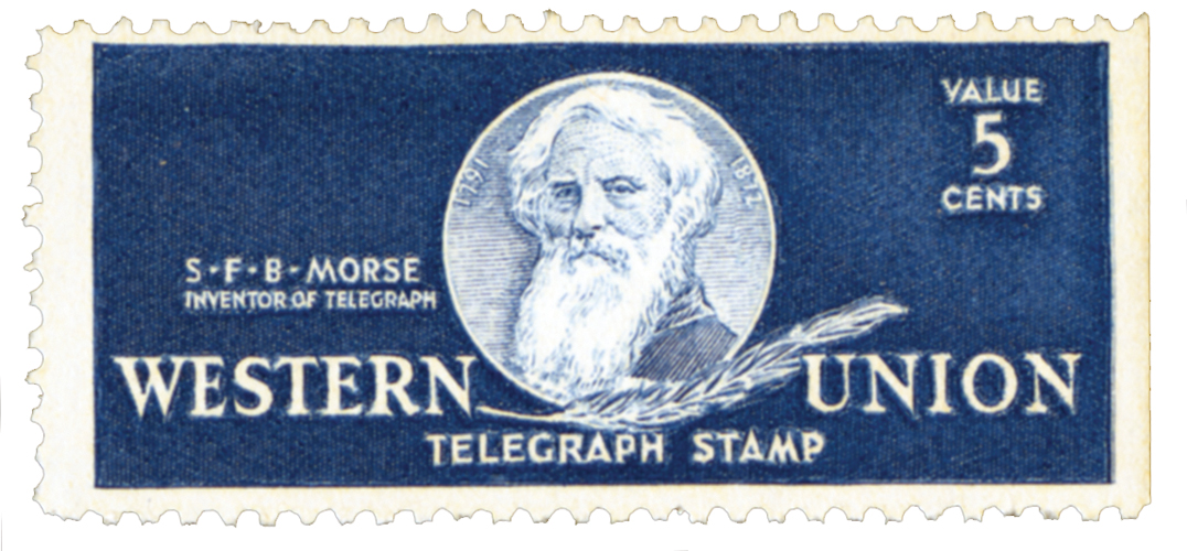 U.S. #16T101 â€“ Western Union telegraph stamp picturing Samuel Morse.