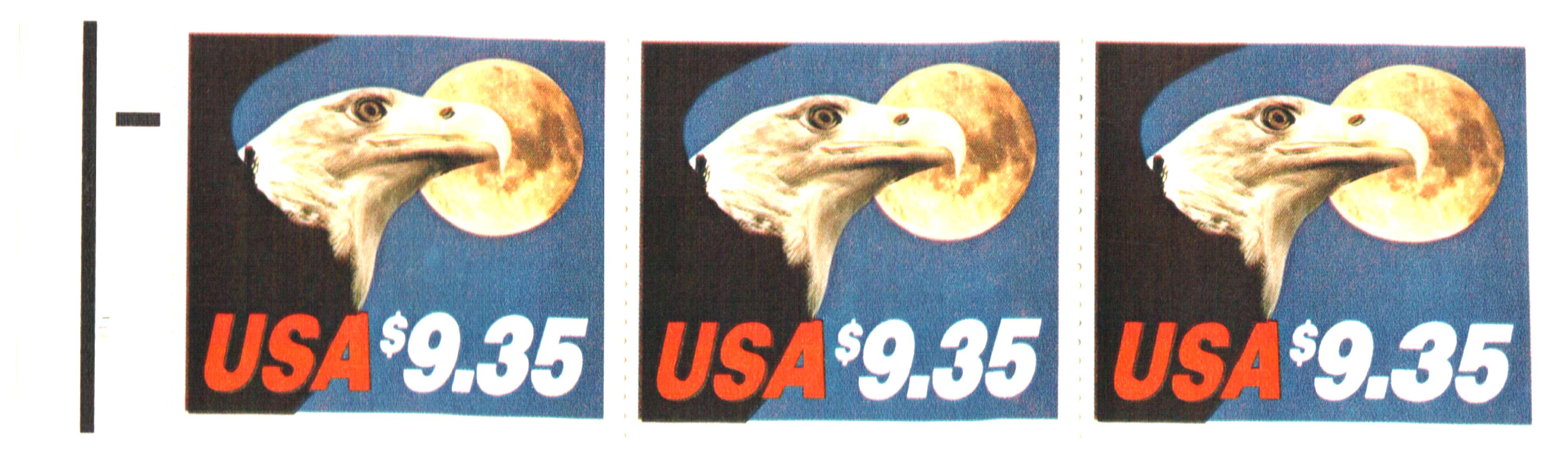 1983 $9.35 Eagle/Moon, booklet pane of 3