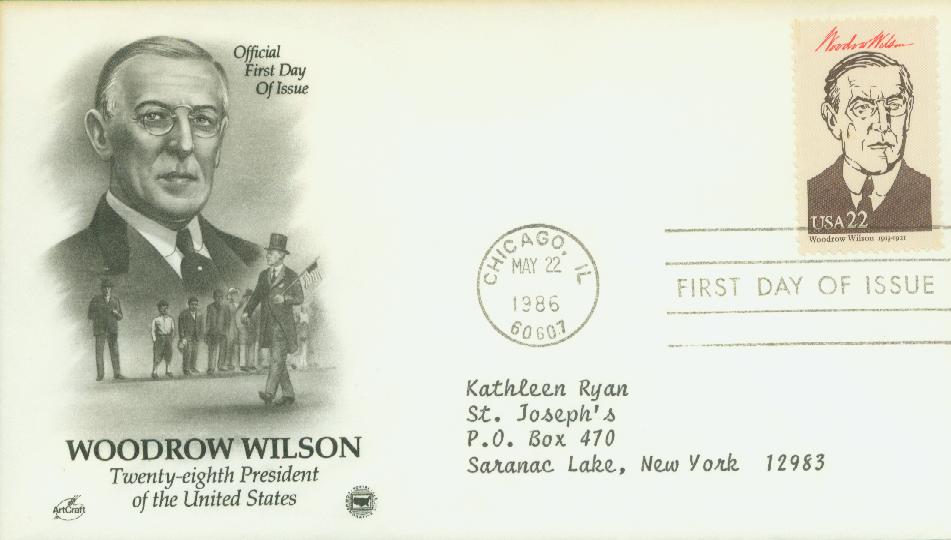 832b - 1938 $1 Woodrow Company watermark Mystic USIR - Wilson, Stamp