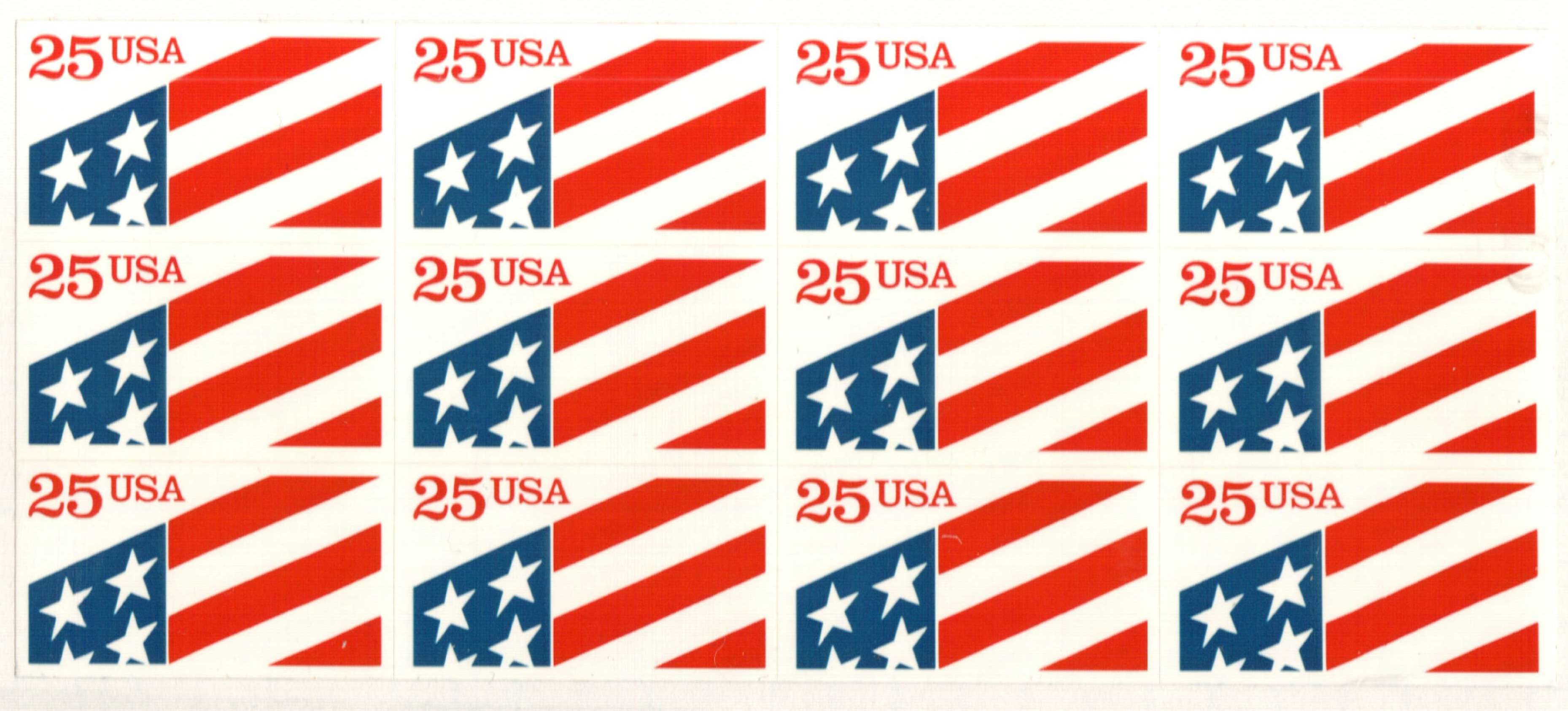 1990 25¢ Plastic Flag s/a bklt pane/12
