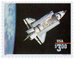 1995 $3 Space Shuttle 'Challenger', Priority Mail stamp