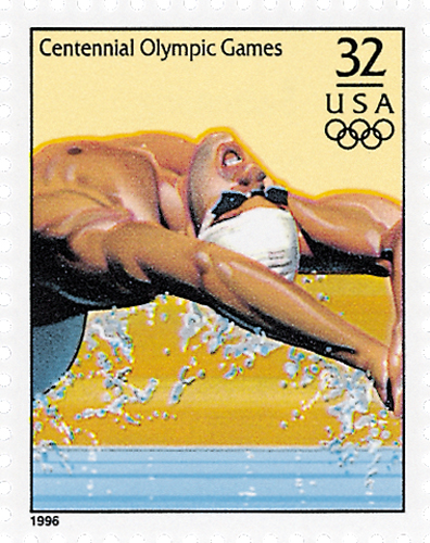 1996 32¢ Olympic Games: Men's Swimming stamp