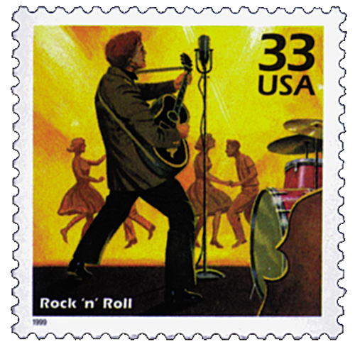 ROCK ‘N ROLL HEAVEN Unused U.S. Postal Stamps Lot of 4~Elvis Holly Valens  Haley