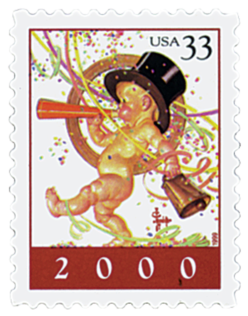 1999 Leyendecker Baby New Year stamp
