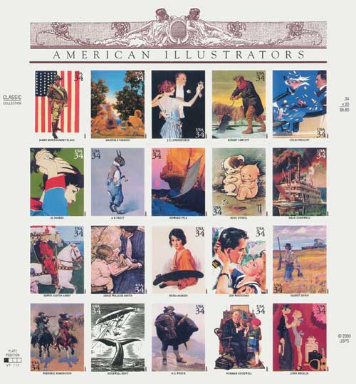 2001 34¢ American Illustrators sheet