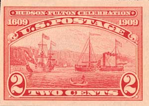 U.S. #373 – Carnegie helped organize the Hudson-Fulton Celebration, for which this stamp was issued.