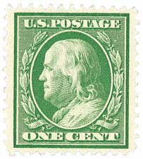 1910 Franklin single-line watermark stamp