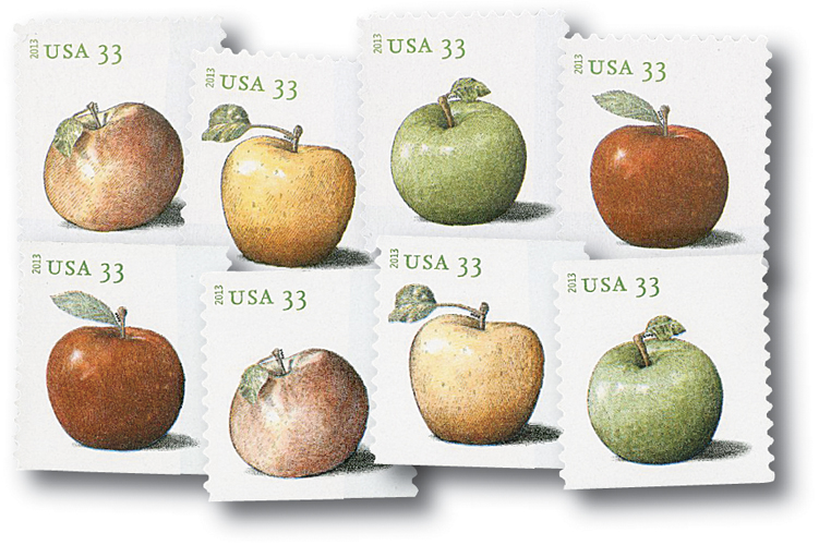 U.S. #4727-34 – Set of 2013 stamps honoring a variety of apples. 
