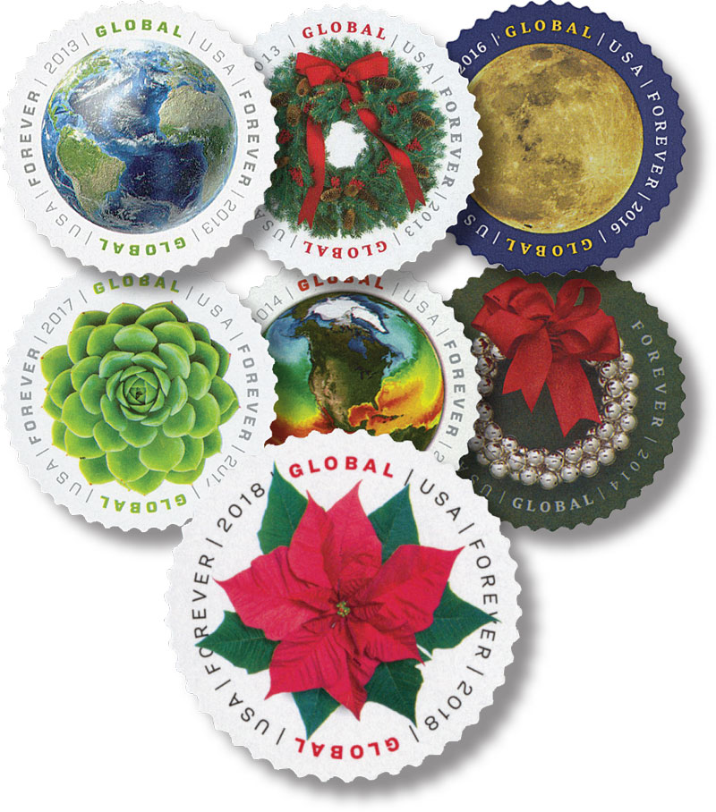 10 Poinsettia Stamps Unused Global Christmas Forever Stamps for