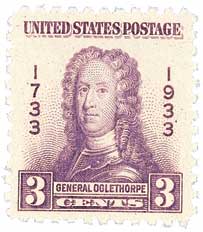 1933 3¢ General James Edward Ogelthorpe, Georgia Bicentennial stamp