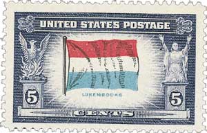 1943 Flag of Luxembourg stamp 