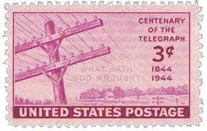 U.S. #924 was issued for the 100th anniversary of the first telegraph.