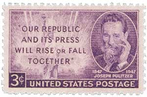 1947 3Â¢ Joseph Pulitzer
