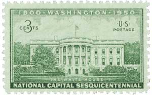 1950 3¢ National Capitol Sesquicentennial: Executive Mansion stamp