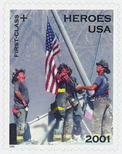 U.S. #B2 – This Semi-postal stamp raised funds to assist the families of emergency relief personnel killed or permanently disabled in the 9/11 terrorist attacks.