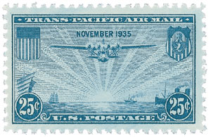 U.S. #C20 was the first U.S. stamp to include the month and date it was issued in tis design (November 1935).