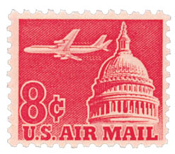 1962 8Â¢ Airliner and Capitol Dome stamp
