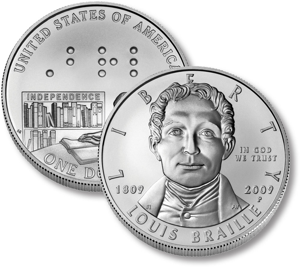 2009 Louis Braille Uncirculated Silver Dollar