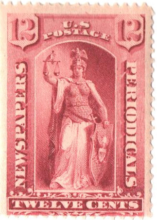 1885 12Â¢ Newspaper & Periodical Stamp - soft paper, carmine