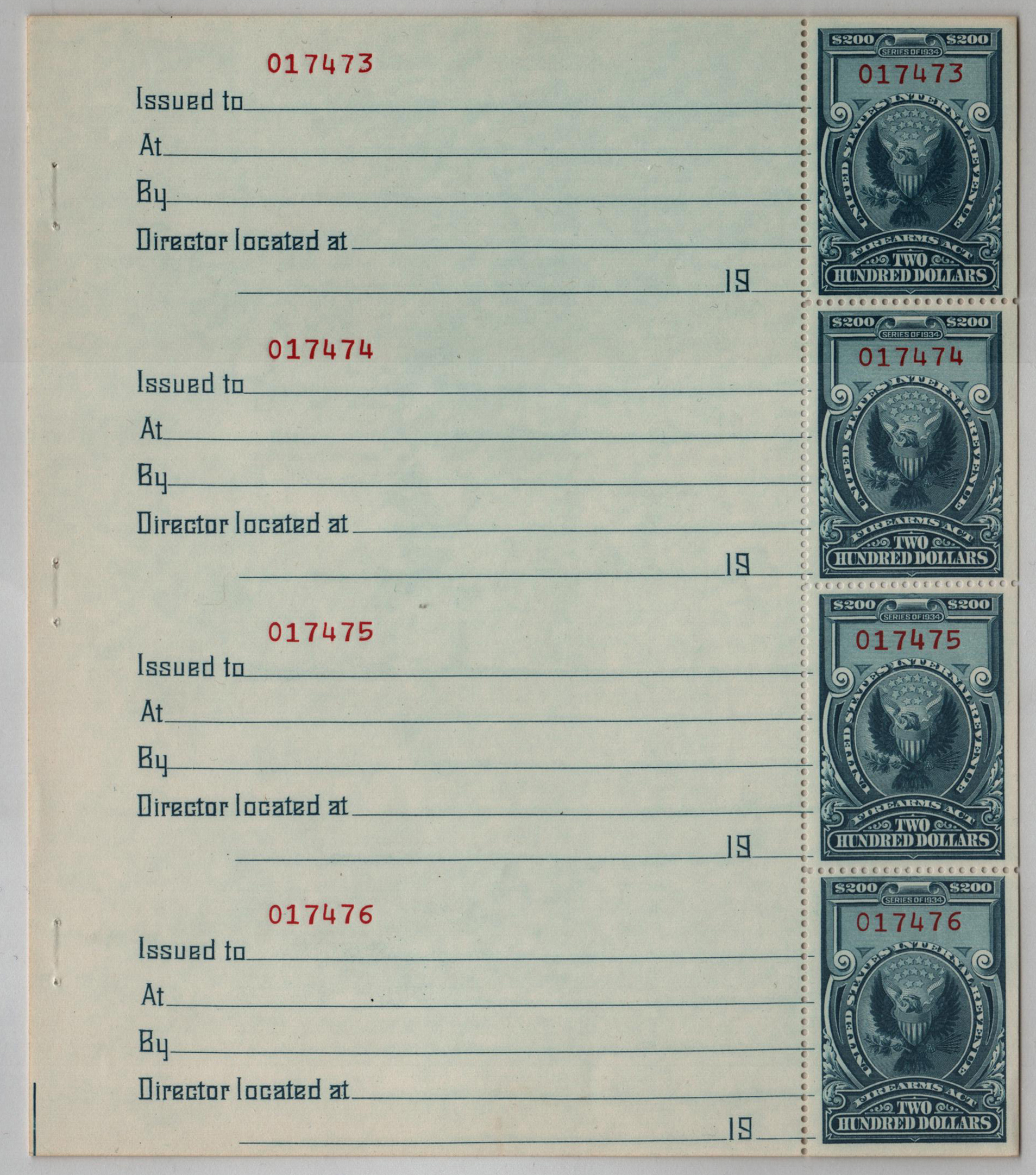 1974 $200 dull blue & red bklt pane 10