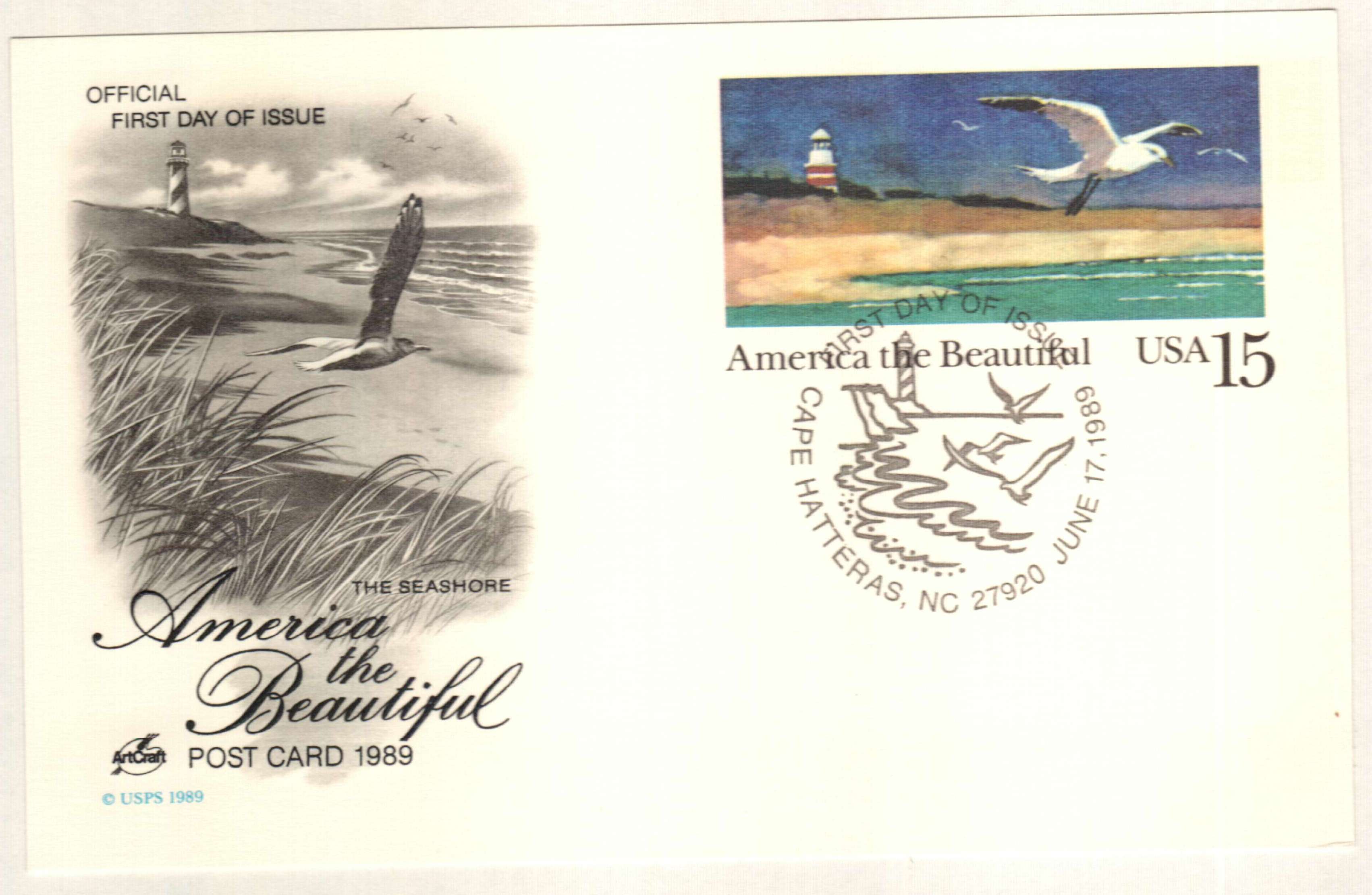 15Â¢ 1989 The Seashore Postal Card