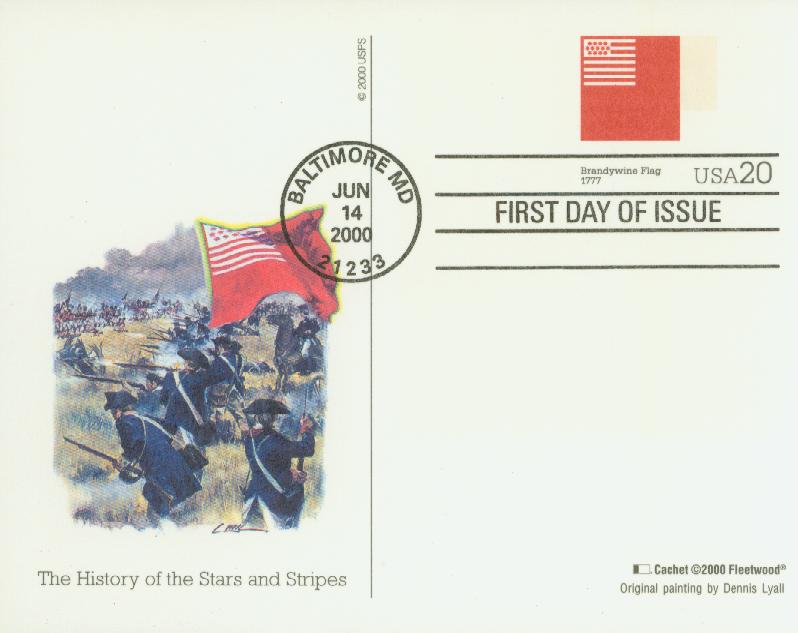 U.S. #UX322 – Brandywine Flag First Day Post Card.